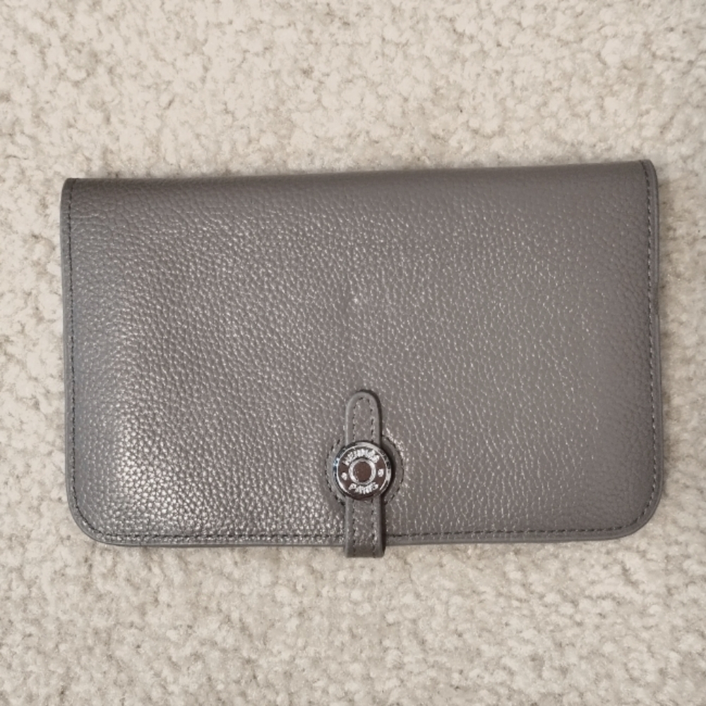 Gray Faux-Leather Clutch